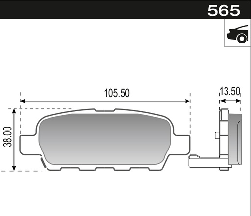 [12965M] [Durbloc] PASTILLA KOLEOS TIIDA SENTRA VERSA 105,3x38x13,5  TRAS