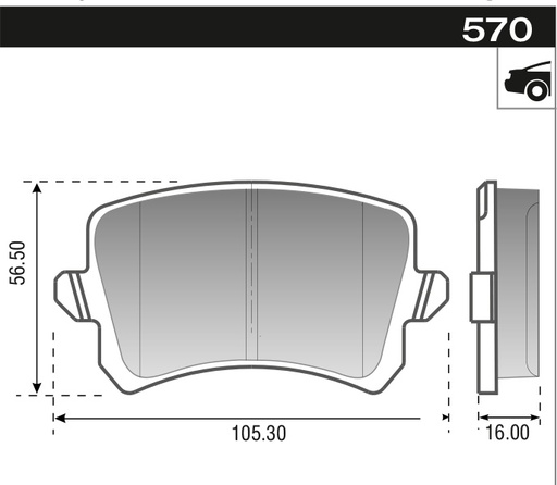 [12970M] [Durbloc] PASTILLA Q3 PASSAT TIGUAN VENTO  105,3x56,5x16  TRAS