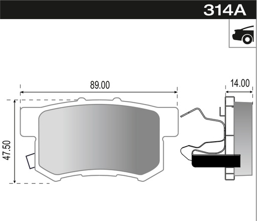 [12714AM] [Durbloc] PASTILLA HONDA CIVIC CRV C/GANCHO  88,8x47,4x14,6  TRAS