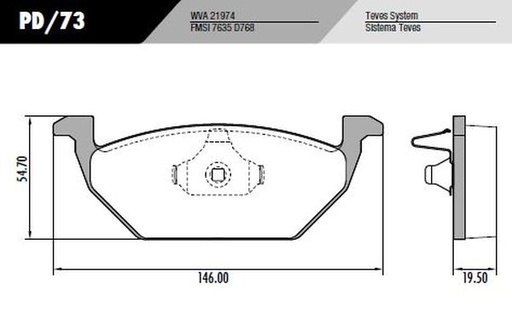 [12763BM] [Durbloc] PASTILLA GOLF POLO FOX BORA PASSAT  146x54,7x19,5  DEL